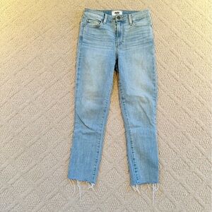 Paige Light Wash Frayed Hem Jeans